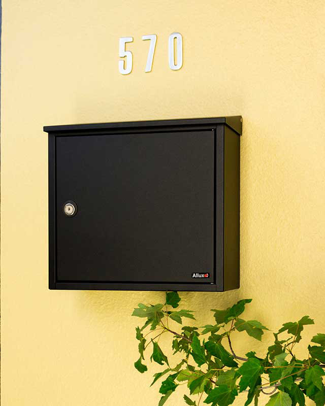 Allux Steel Wall Mounted Mailbox, Black