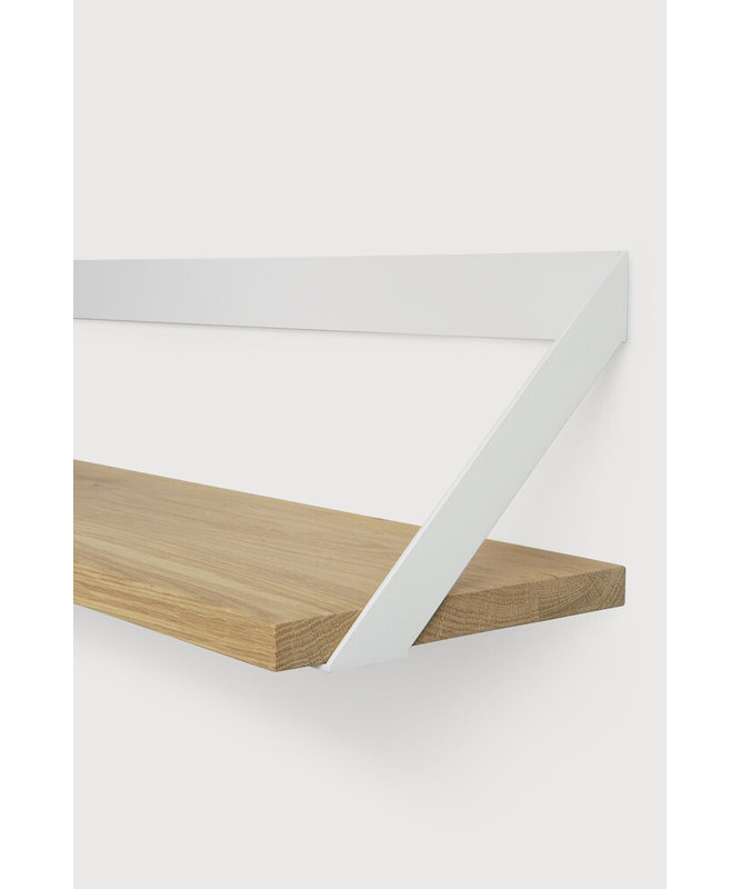 Ribbon Oak Solid Wood Floating Shelf, White