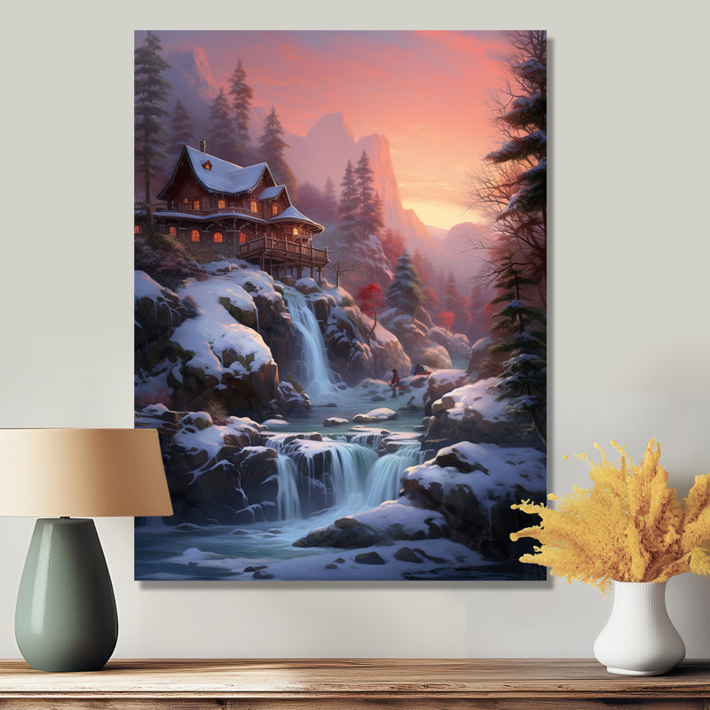 Décoration de Noël cascade rivière enneigée, cascade de Noël, Métal métal, H 32 po x l 24 po x P 1 po
