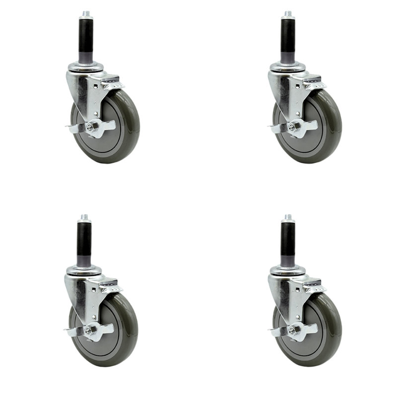 Polyurethane Swivel Caster with Expanding Stem and Brake