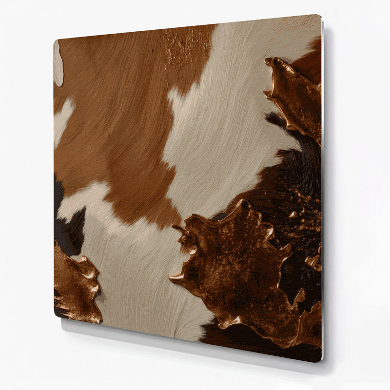 Southwestern Patterns Cowhide Pattern 206 Brown Metal Wall Art
