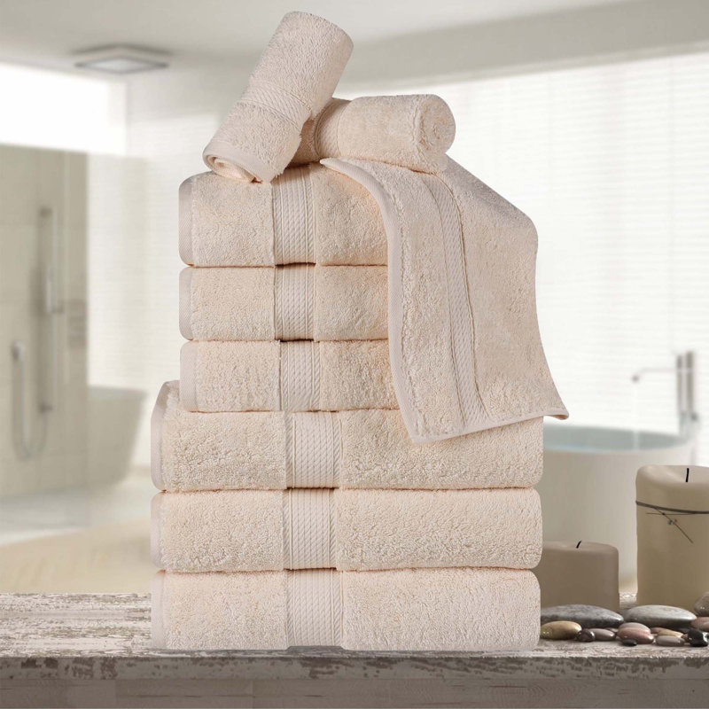 Ensemble de serviettes de bain luxueuse en coton égyptien de qualité très absorbant Scotia , Crème