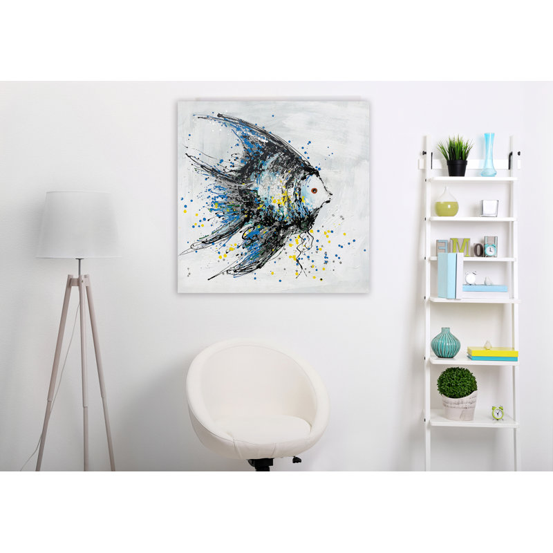 Poisson - impression sur toile tendue, H 30 po x l 30 po x P 1,5 po