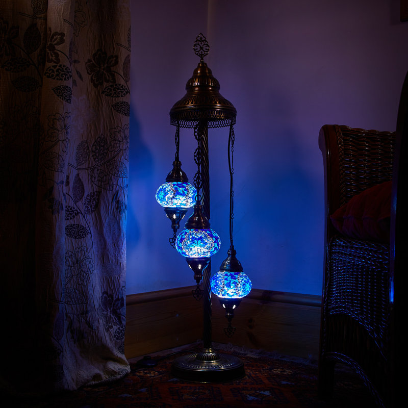 Karlie 102cm Antique Bronze Lighting Floor Lamp, Blue