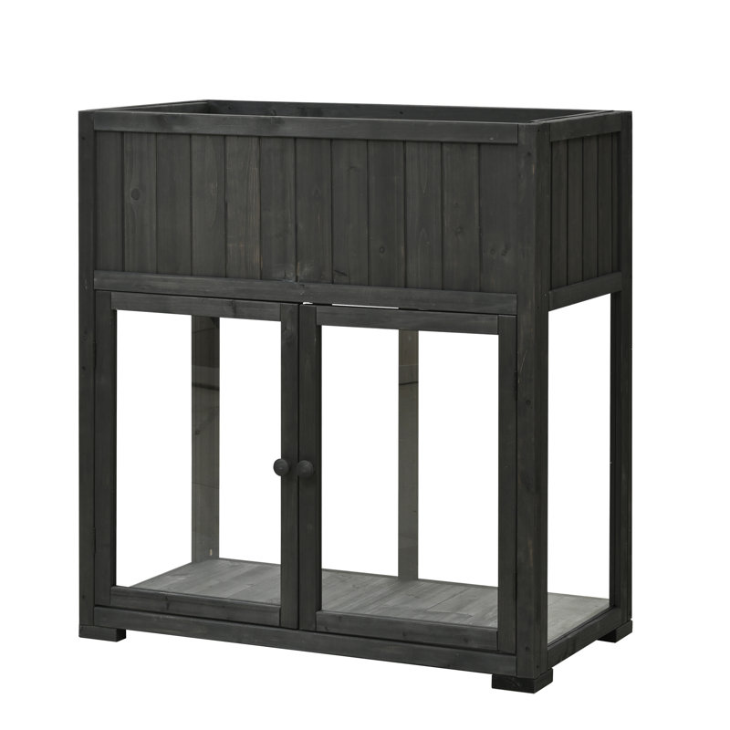 TOPMAX Patio 35.4''X17.7''X37.4'' Mini Wood Cold Frame, Black