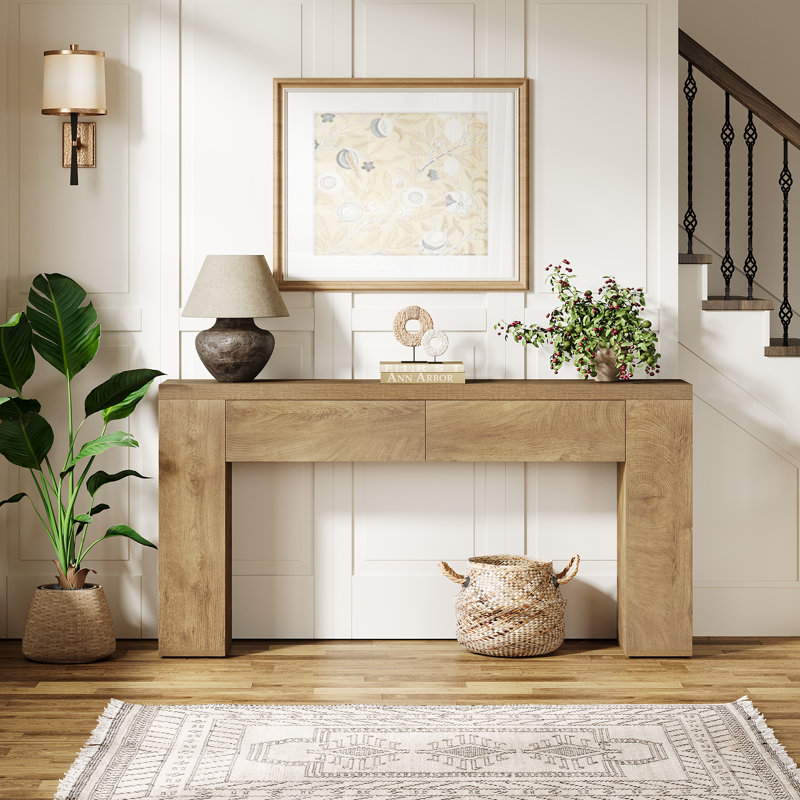 Table de 63 po avec 2 tiroirs cachés, Brun
