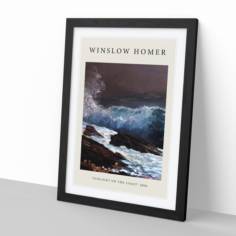 Sunlight On The Coast by Winslow Homer - Single Picture Frame Print, 48cm H x 36cm W x 2cm D, Black Framed