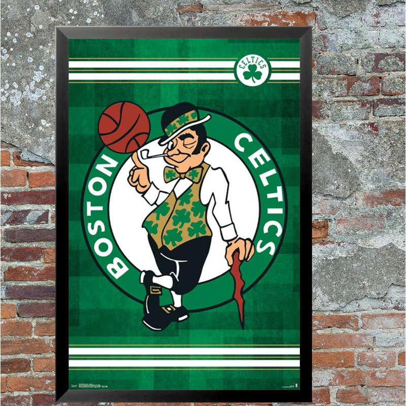 Boston Celtics - impression d'art graphique sur papier, Toile tendue, H 36,5 po x l 24,75 po x P 1 po