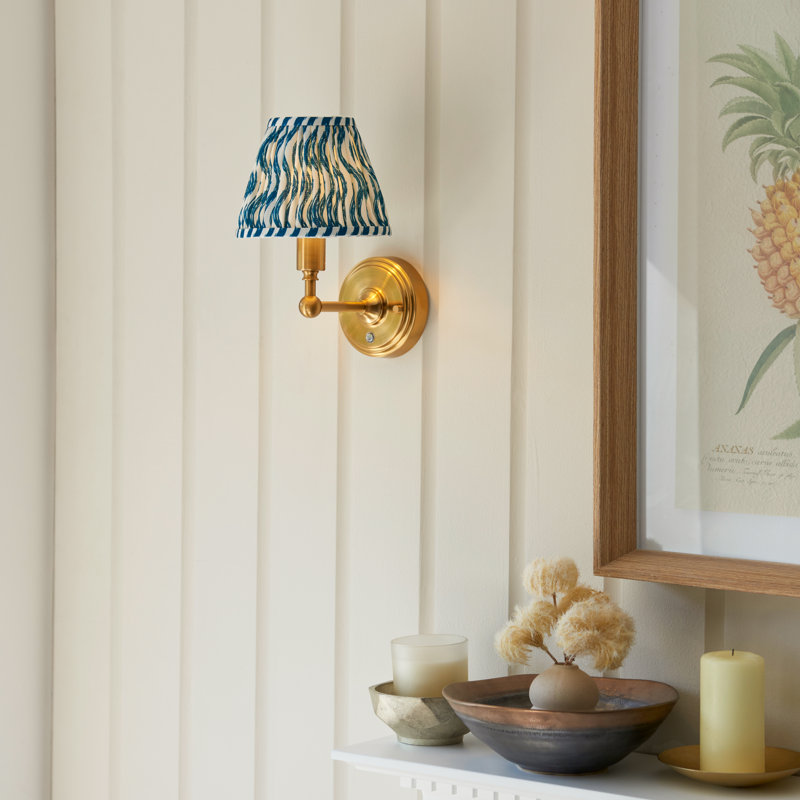 Burley Rechargeable LED Rechargeable and Ripple 16cm coral pink shade Wall Sconce, Marlin Blue