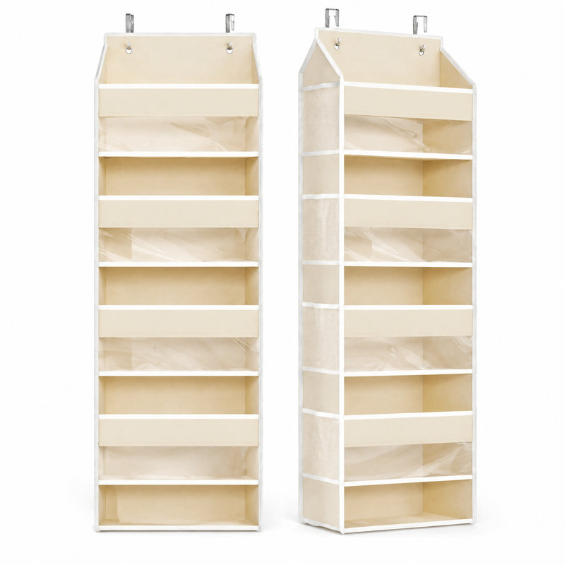 Ensemble de 2 organisateurs au-dessus de la porte, rangement à 5 couches avec 5 poches et 10 poches latérales en filet pour la chambre à coucher, la salle de bain, le garde-manger et la chambre de bébé