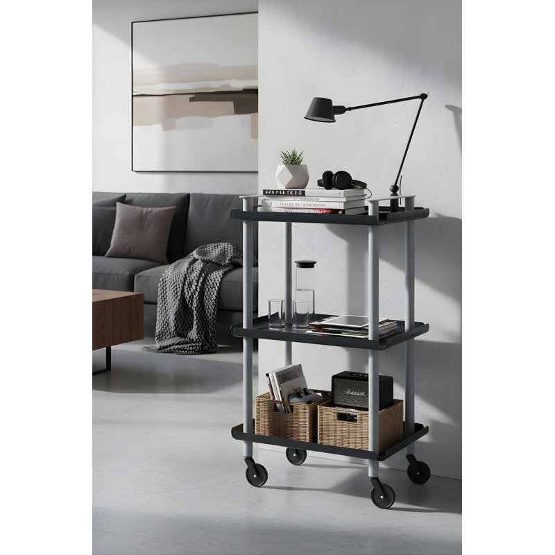 Zeigler Serving Cart, Grey, Black