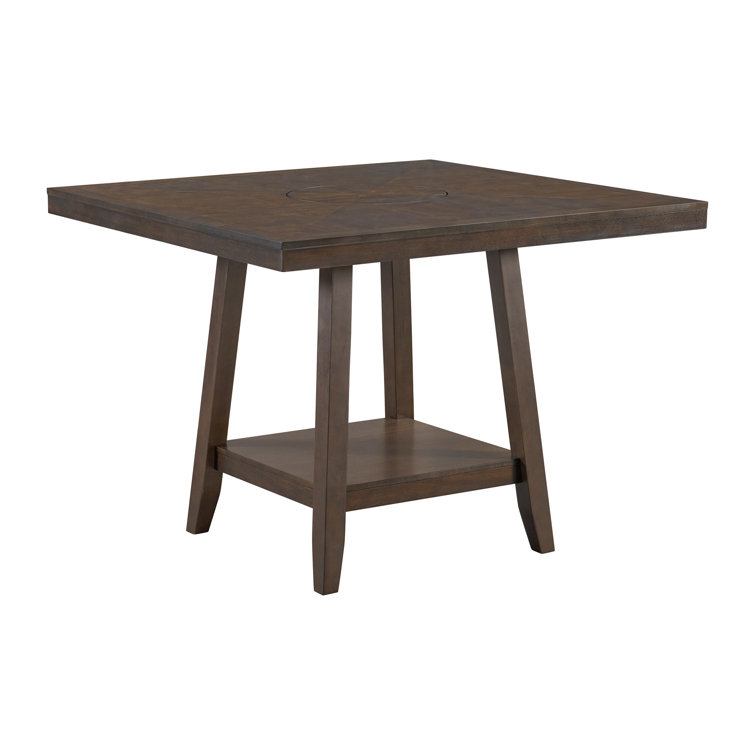 Winston Porter Poling Square Counter Table with Lazy Susan in Brown
