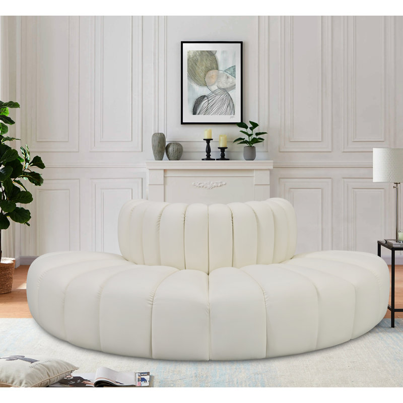 Issaih Upholstered 90'' Sofa, Cream Vegan Leather