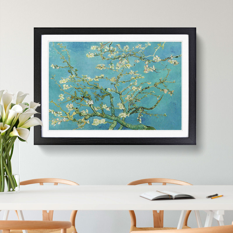 Almond Blossom Branches Vol.3 by Vincent Van Gogh - Picture Frame Painting, Black, 48cm H x 65cm W x 2cm D