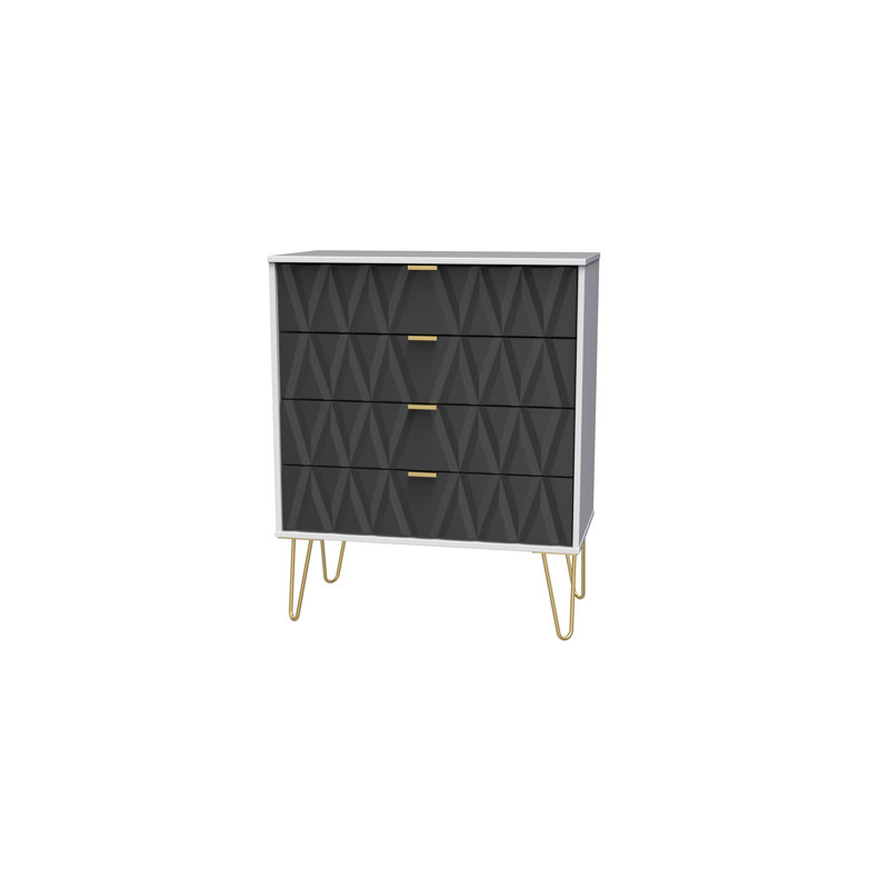 Baturhan 77cm W 4 - Drawer Chest of Drawers, Graphite/White