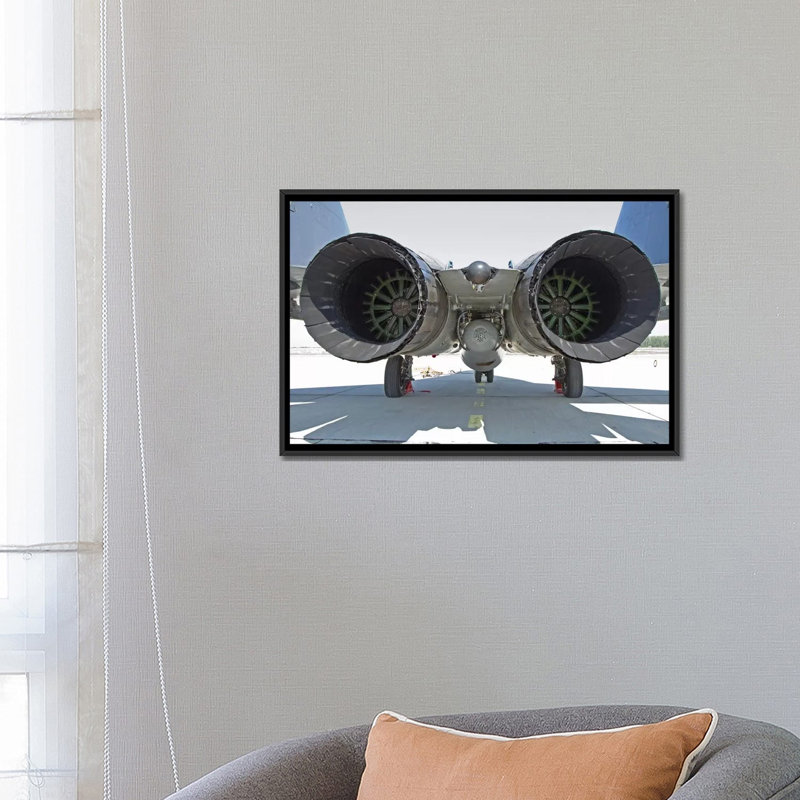 " View Of The RD-33 Engines On A Serbian Air Force MiG-29 Jet " by Anton Balakchiev, 18" H x 26" W x 1.5" D, No Mat