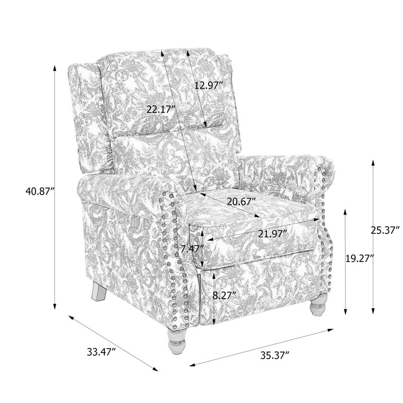 Fauteuil inclinable manuel Ameiah Farmhouse Recoco, Vert abstrait