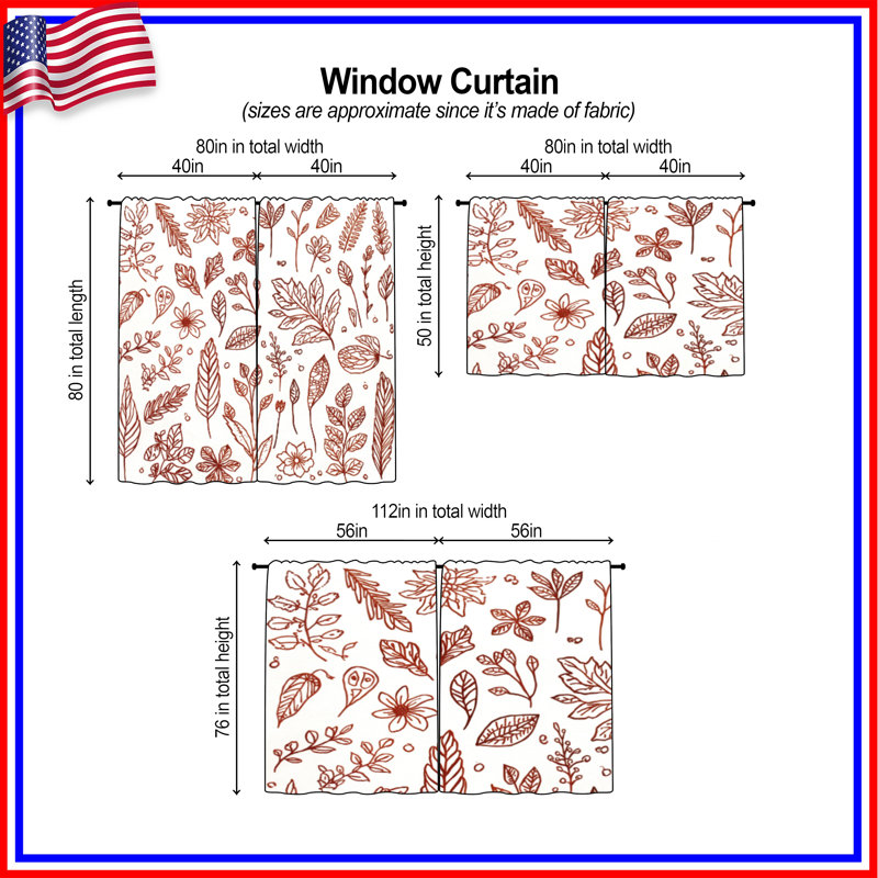 Rideaux de fenêtre Botanical Leaf, 40 po x 60 po - 2 panneaux, Transparent