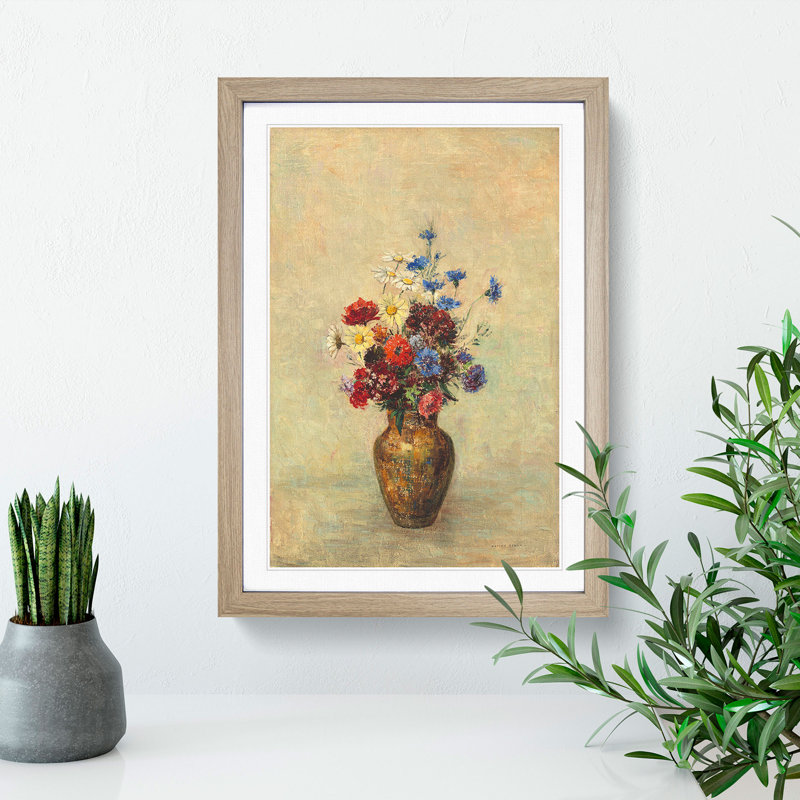Vase of Flowers Vol.3 by Odilon Redon - Picture Frame Painting, 48cm H x 36cm W x 2cm D, Oak Framed