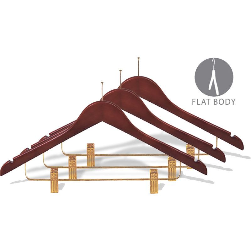 Support combiné en bois anti-theft flat, Noyer avec clips en laiton, 100