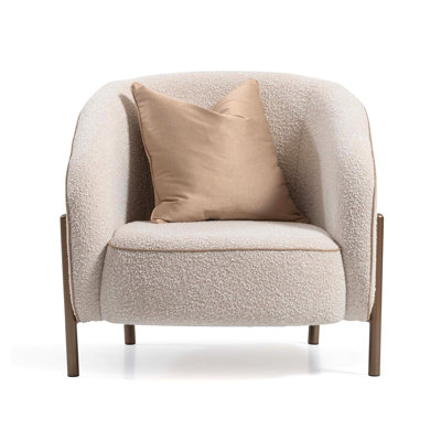 Lisbon Bouclé Accent Chair - Oyster/Matte Bronze