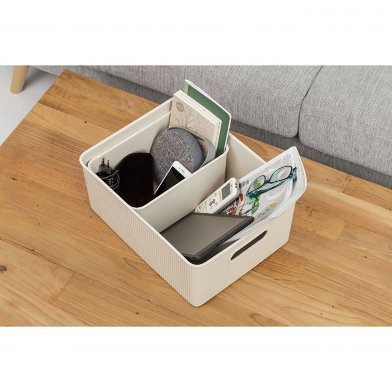 Bac de rangement en plastique nervuré