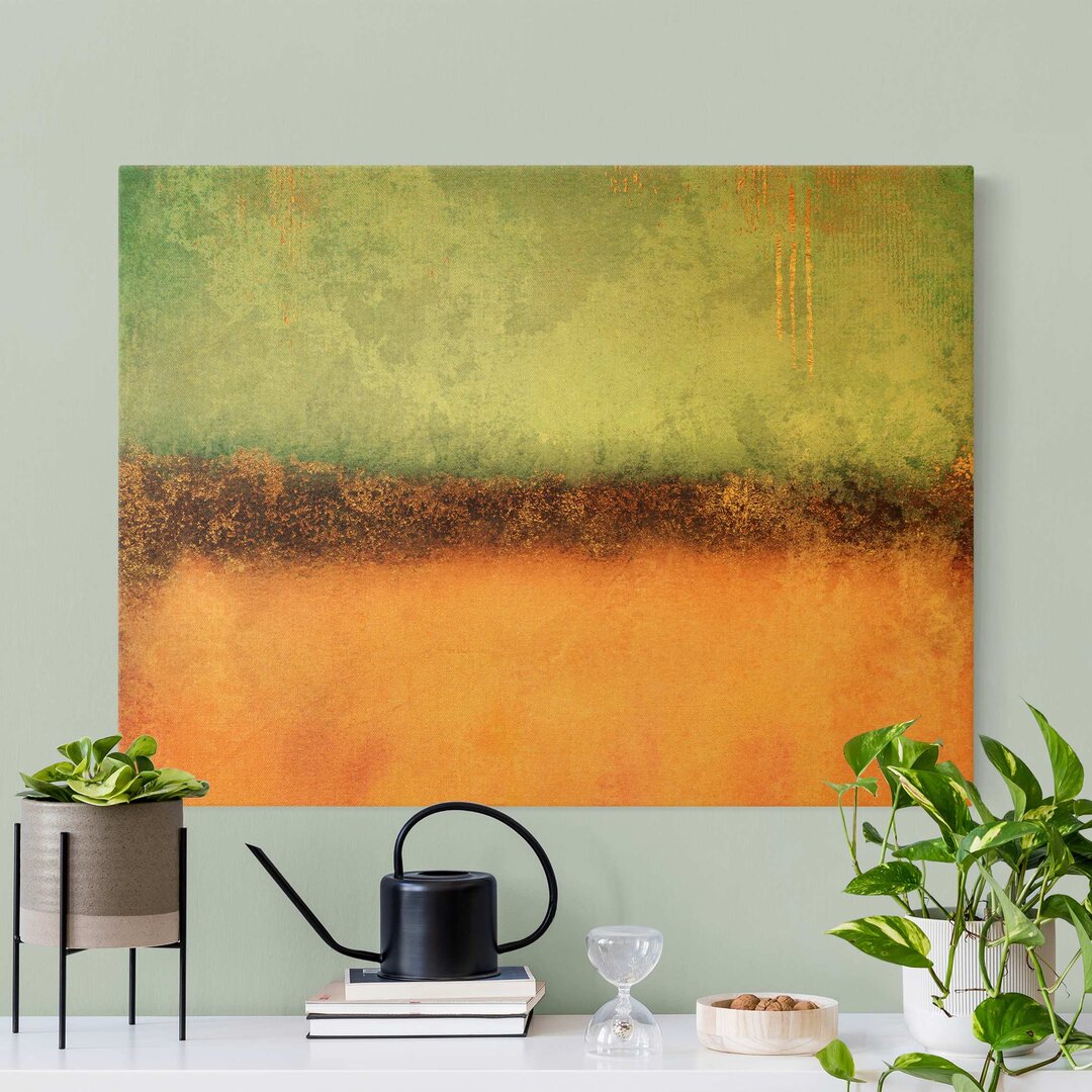 Leinwandbild Pastell Sommer mit Gold von Elisabeth Fredriksson