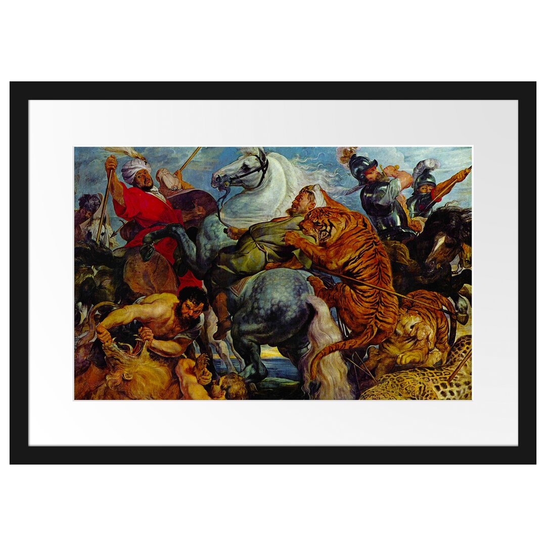 Gerahmter Kunstdruck Tiger and Lion Hunting von Peter Paul Rubens