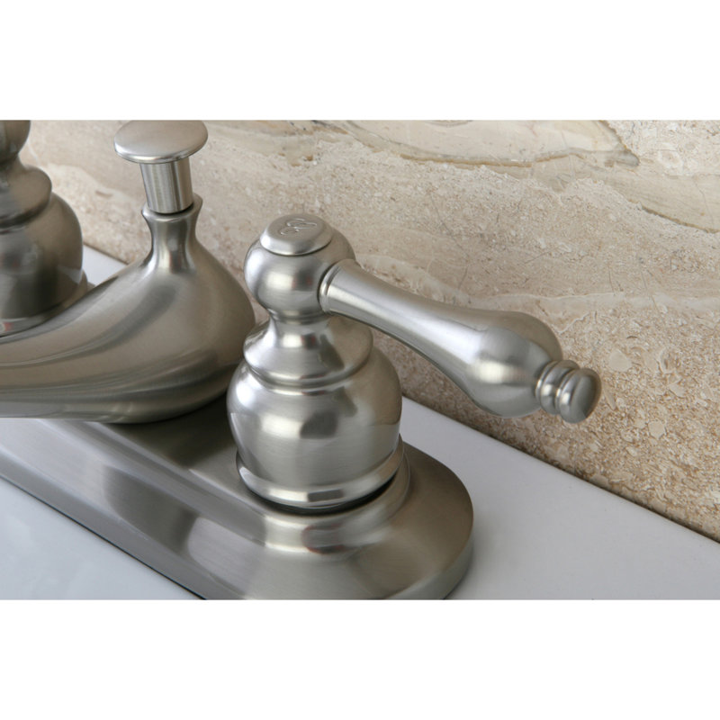 Restoration Centerset Bathroom Sink Faucet with Pop-Up Drain, Brushed Nickel, Lever