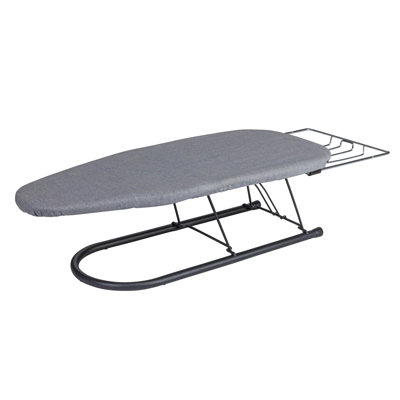Tabletop Ironing Board, Durable Board with Iron Rest, Includes Door Hang, Perfect for Dorms and Small Spaces, Black with Grey Cover