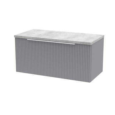Fluted 80Cm Wall Mounted Bathroom Vanity Base