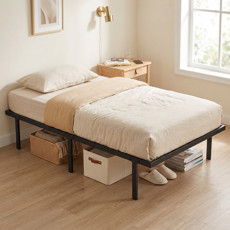 HOMCOM 3ft Single Bed Frame with Underbed Storage, No Box Spring Needed