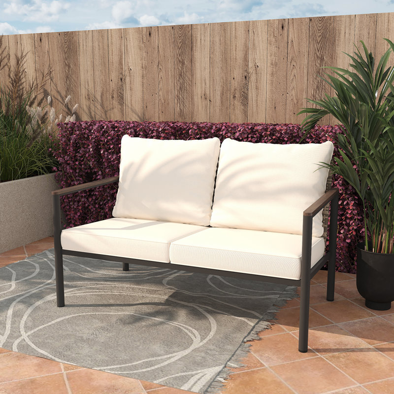 Causeuse en osier avec coussin Outdoo, Beige