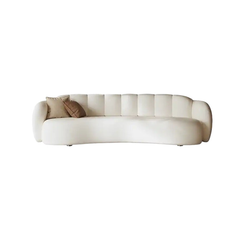Canapé incurvé rond de style crème, H 27,17 po x l 110,23 po x P 35,43 po, 5