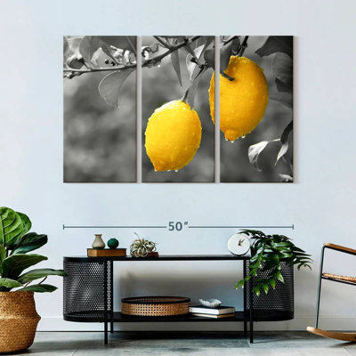 Ensemble de 3 citrons pop sur toile