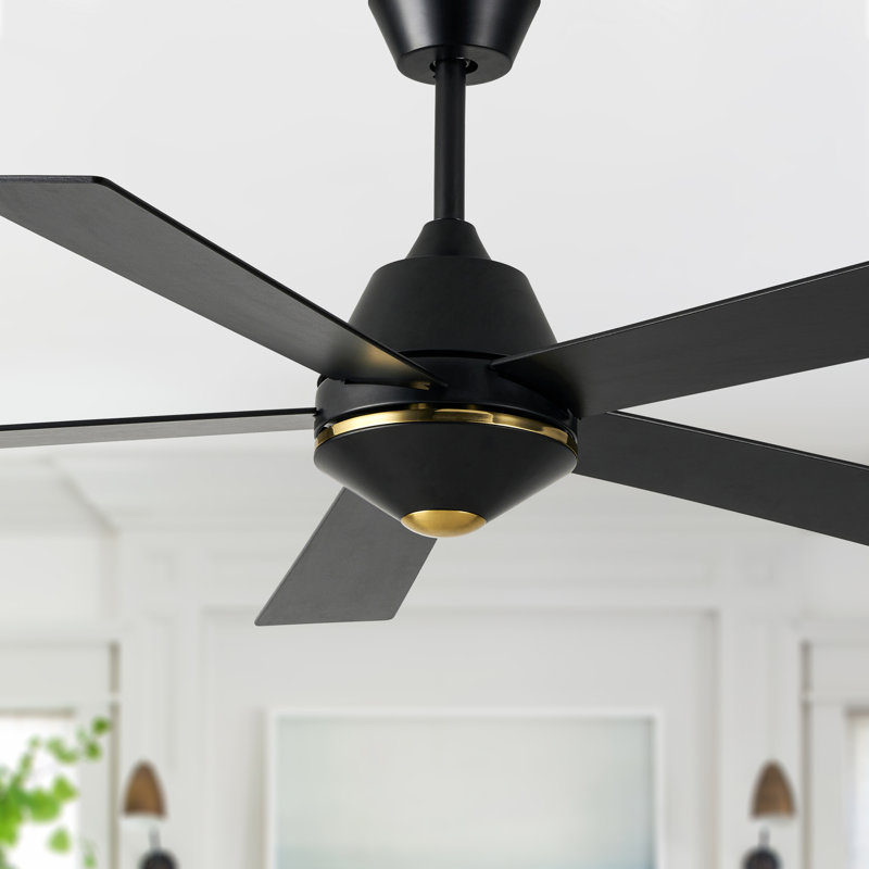 52 Inch Modern Black Chandelier Ceiling Fan Without Light, Quiet DC Motor, 6 Speeds, Dual Finish Reversible Ceiling Fan For Bedroom