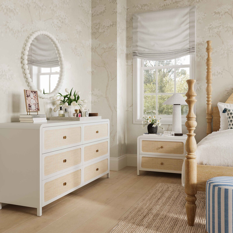 Billiot Patty Rattan 6 Drawer Dresser, White