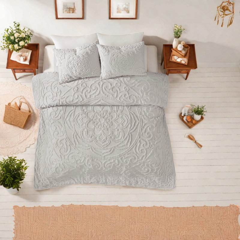 Ensemble de literie en coton de qualité supérieure, chenille touffetée, style bohème pour la maison