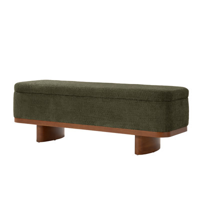 Cheryl Modern 57”W Boucle Simple Assemble Flip Top Storage Bench with Solid Wood Frame