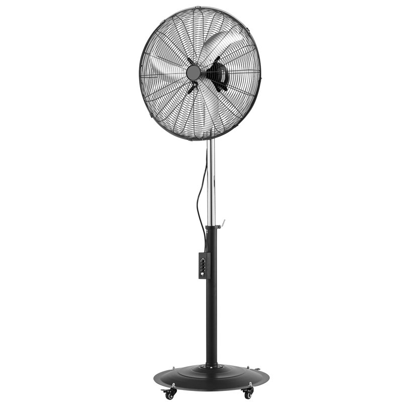 24-Inch High Velocity Pedestal Fan, 6800 CFM Industrial Standing Floor Fan with 85° Oscillating, 3-Speed Adjustable Height, IP44 Waterproof, Carbon Steel for Commercial, Garage, Workshop, Black