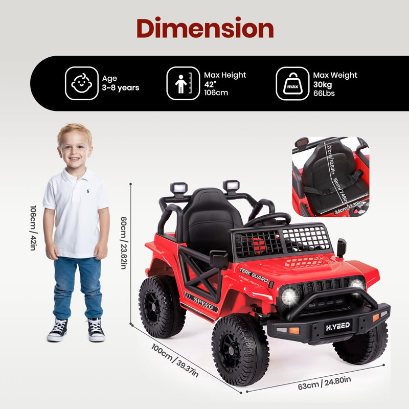 JooliH Battery Powered Ride On with Remote Control, Red