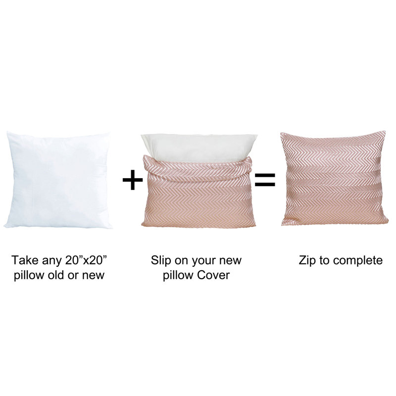 Coussin en jacquard à chevrons 20 po, Rose