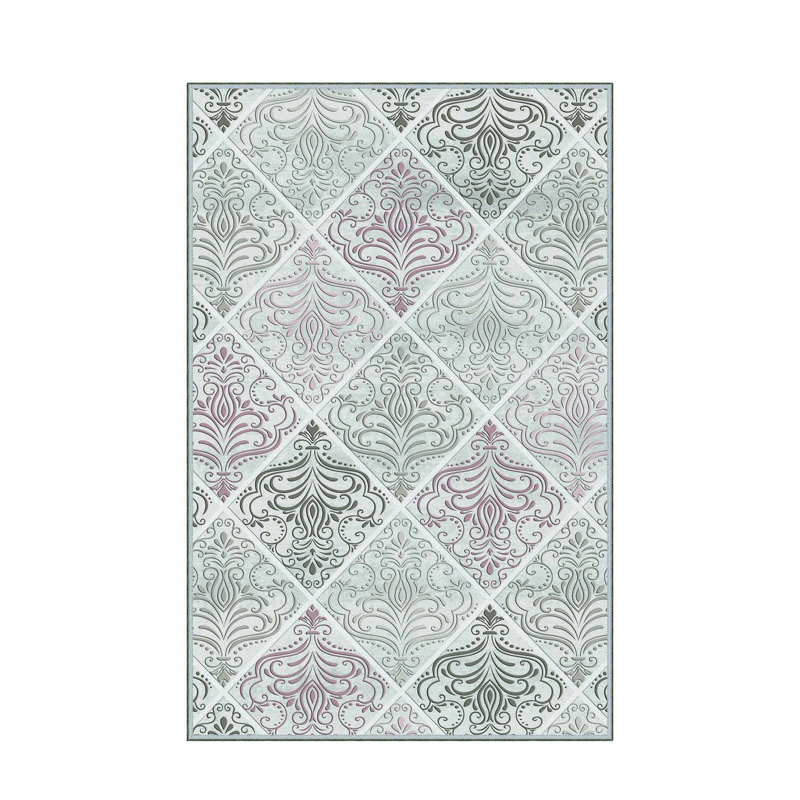 Stylish Hall Carpet (3.3 x 6.6 ft), 100% Polyester, 0.3 in Pile Height | Antibacterial, Non-Slip PVC Felt Dot Underside | Machine Washable, 3D Digital Print, Durable & Easy to Clean | Perfect for Entryway & Living Areas