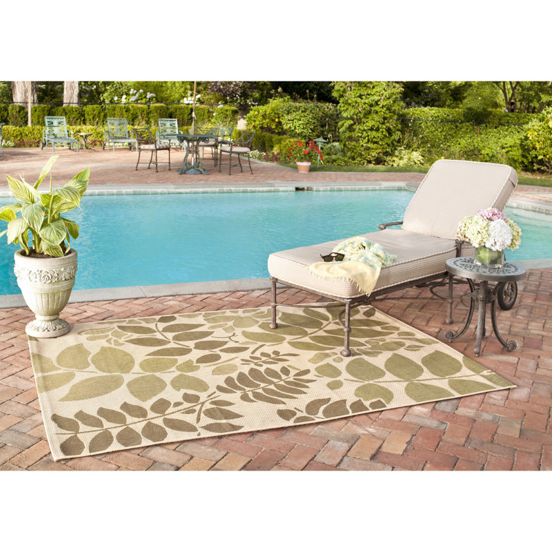 Tapis d'intérieur / extérieur floral Marpain Performance, Rectangle 4 pi x 5 pi 7 po