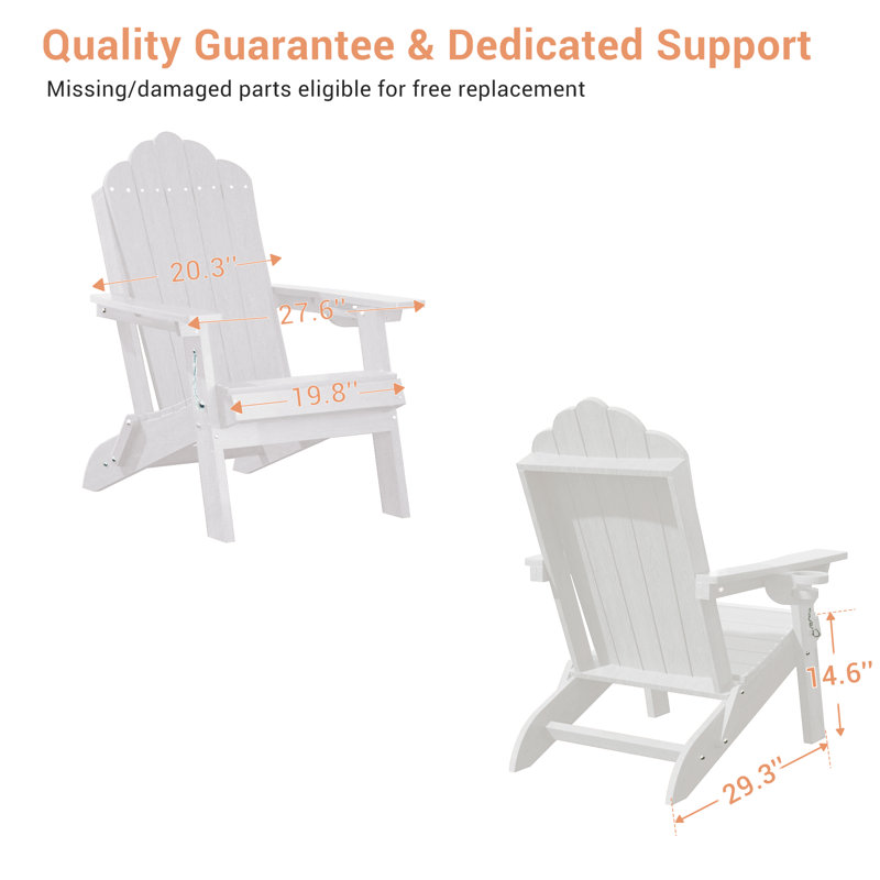All-Weather Outdoor Adirondack Chair with Cup Holder & Ergonimic Design, Heavy Duty Outdoor Chair Lawn Deck Patio Seating