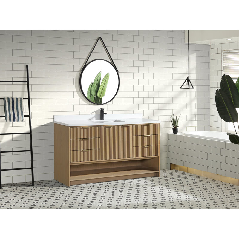 Anelie 60" Freestanding Bathroom Vanity Oak