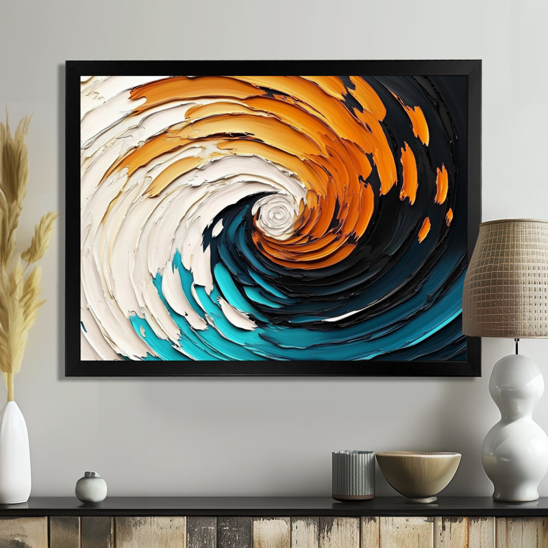 «Abstract Galactic Spiral Convergence III», art mural abstrait à vagues modernes, H 24 po x l 32 po, Noir