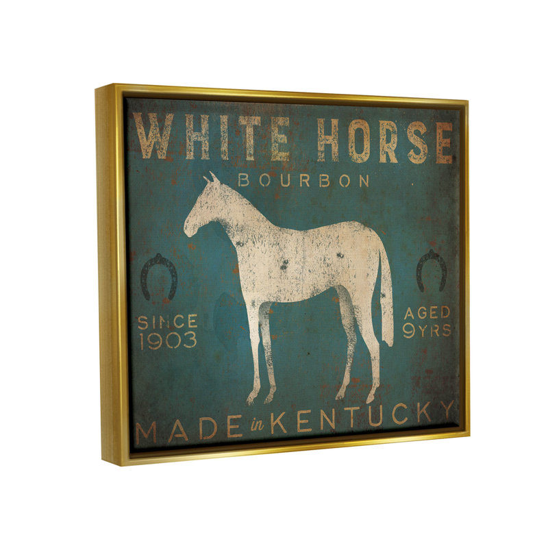 Art mural sur toile flottante encadrée or blanc, "White Horse Bourbon" par Ryan Fowler, H 17 po x l 21 po x P 1,7 po