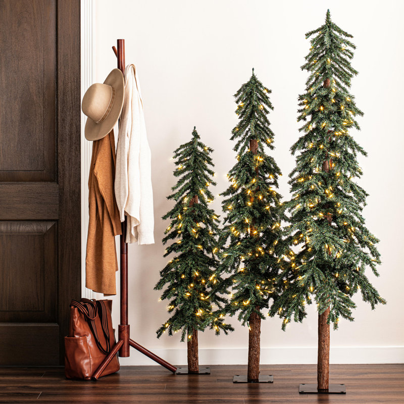 Natural Alpine Lighted Artificial Cedar Christmas Tree