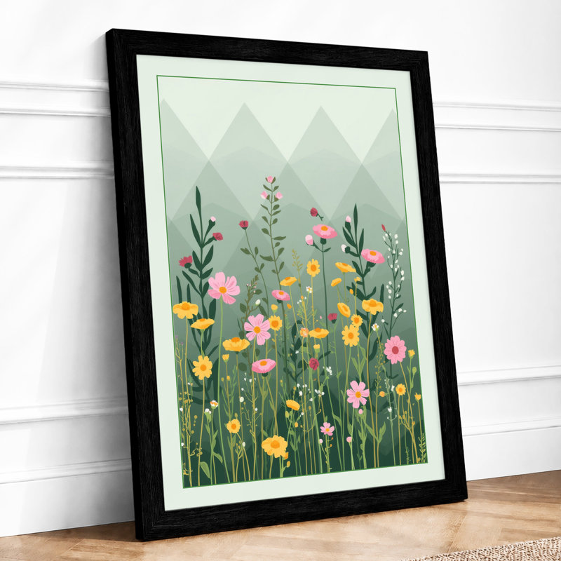Wildflower Meadow Modern - Print, A2 - 59.4 x 42.0 cm, Black
